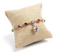 Fcnjsao Scatola per orologi piccola scatola di gioielli in cotone e lino piccolo cuscino nucleo PU pelle cuscino borsa espositore braccialetto