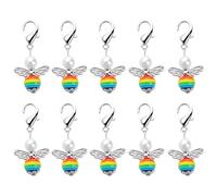 Fc'Noqgn 10 pezzi angelo custode nei colori dell'arcobaleno ciondolo portachiavi perla angelo ciondolo fascino per gioielli fai da te collana artigianato