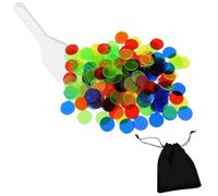 Fc'Noqgn 120 fiches di Bingo in plastica con spatola e Custodia in Pile, fiches per Il conteggio a Colori Misti Trasparenti - 15 mm (Le fiches Sono Disponibili in Colori Casuali)