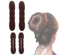 Fc'Noqgn 4 Pezzi Nodo Magico dei Capelli, creatore di Bun aggiornato Clip Capelli Spugna Clip Capelli Styling Ciambella Bun Twist Strumento Ciambella, 2 Grandi 2 Piccoli (Marrone)