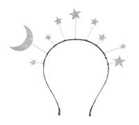 Fc'Noqgn Cerchietto con Stella Glitterata, Fascia per Capelli con Stella lunare, Accessori per Capelli per la Corona della Festa di Compleanno (Argento)