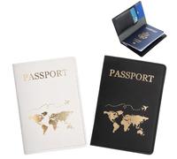 Fc'Noqgn Porta passaporto in 2 pezzi, cover per passaporto, porta passaporto in ecopelle, custodia per passaporto per la protezione di carte di credito, carte d'identità e documenti di viaggio