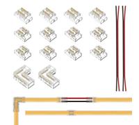 FCOB COB 2pin 5mm Connettore Kit 12pcs Connector trasparente | 2pcs a L Connettore 2pcs 15cm lungo 20AWG cavo di estensione per saldatura senza spazi monocromatica Striscia Angolare