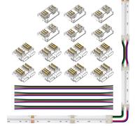 FCOB COB 5pin 12mm Connettore Kit 10pcs Connector trasparente 4pcs 15cm lungo 22AWG cavo di estensione per saldatura senza spazi RGBW 5pin Striscia Angolare