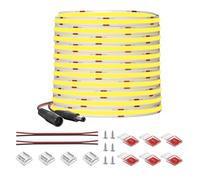 FCOB COB Striscia LED Flessibile ad alta densità Bianco Caldo 3000K 320LEDs/m 10M DC24V 8mm CRI90+ LED dimmerabile Luminosità uniforme per decorazione DIY(Controllore alimentatore non inclusi)