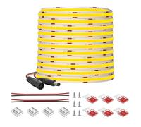 FCOB COB Striscia LED Flessibile Bianco Caldo 2700K 320LEDs/m 10M 24V RA90+ | 8mm dimmerabile uniforme ad alta densità Strisce LED per la decorazione DIY(Controllore alimentatore non inclusi)