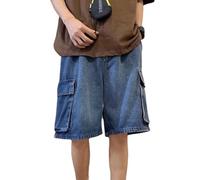FCOOLYEET Baggy Jean Shorts Uomo Y2k Cargo Jorts Jeans Grunge Denim Bermuda Shorts per le Donne, C-blu scuro, XX-Large