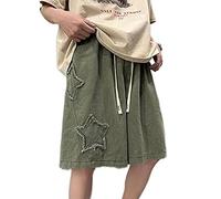 FCOOLYEET Y2k Denim Shorts Uomo Donna Goth Gamba Larga Jeans Shorts Jorts Y2K Baggy Emo Harajuku Streetwear, Verde