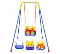 FCOUMY Altalena 3 in 1 per Bambini, Altalena per Esterni e Interni, Resistente con Seggiolino per Bambini, Blu, Metallo e Plastica, Contemporaneo, SWING