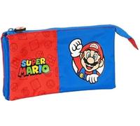 FCP Astuccio Scuola Compatibile Con Super Mario zip 3 scomparti + omaggio portachiavi + penna colorata