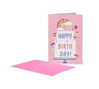fcp Selezione Cartoleria Varzi Biglietto d'Auguri di Compleanno - Torta Con Arcobaleno Rainbow Cake