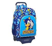 FCP Trolley Zaino Tondo Scuola Organizzato Sonic 42 cm + omaggio set scrittura con bicchiere e orologio digitale Sonic
