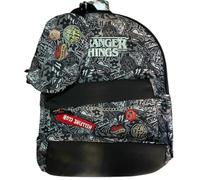 FCP Zaino Scuola Americano compatibile con Stranger Things Nero Grigio tondo + astuccio Tombolino + 7 Penne Scatto cancellabili e penna colorata
