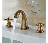 FCS Bathroom Miscelatore Rubinetto Bagno 3 Fori 2-Handle Rubinetto Bagno Lavabo, Rubinetto Bidet Ottone Antico, Rubinetto lavabo, Valvola in Ceramica, per Acqua Calda e Fredda Disponibile