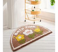 FCS Bathroom Tappetino da Bagno Tappeto per Bagno Mezzaluna Antisdrucciolevole Assorbente Super Assorbente in Microfibra Soft Shag Super, Lavabile in Lavatrice (Color : Brown, Size : 40x60cm)