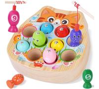 FCSONU Montessori Giocattolo per bambini dai 2 anni in su, gioco magnetico da pesca a partire dai 2 anni, gioco sensoriale in legno, gioco per bambini a partire dai 3 anni, regalo di compleanno per