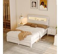 FCSQIU Letto matrimoniale imbottito con cassetti imbottiti, 140 x 200 cm, struttura letto con rete a doghe, telaio con testiera imbottita in velluto, supporto per doghe in legno