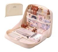 Fcteap Astuccio carino Kawaii di grande capacità, estetico, con cerniera, organizer per ufficio, spazio di lavoro, accessori da scrivania da viaggio (rosa chiaro), Rosa Chiaro, Pc20230803