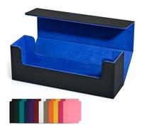 Fcuajdkq Scatola per carte da collezione, copertina per carte di credito, chiusura magnetica, porta carte da gioco, colore: blu + nero