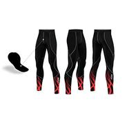 FCX Mens Ciclismo Pantaloni Pantaloni Compressione Imbottito Inverno Termico Lungo Bicicletta Ciclismo Collant Outdoor Bike Equitazione, Uomo, Nero e rosso, L