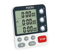 FCXJTU Timer digitale da cucina doppio, timer magnetico a 3 canali per conto alla rovescia per cucinare, ampio display, allarme forte, timer multi cibo da 100 ore, per anziani e insegnanti (batteria