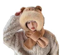 FCXVXCL 2 en 1 Cappello Sciarpa, Caldo Capybara Cappelli Sciarpa, Invernale Cappuccio Peluche Berretto Sciarpas per Donna Bambini Festa di Compleanno Natale Regalo
