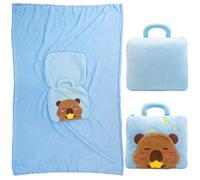 FCXVXCL 2 in 1 Cuscino e Coperta, Capybara Coperta Cuscini 2 in 1 Morbida Copertas in Flanella per Bambini e Adulti, Cuscini e Copertas da Viaggio per Divano, Casa, Auto 110x160 cm-D