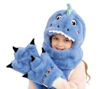 FCXVXCL 3 en 1 Cappello Sciarpa Guanti, Caldo Dinosauri Cappelli Sciarpa Guanti, Invernale Cappuccio Peluche Cappello Sciarpas per Donna Bambini Festa di Compleanno Natale Regalo