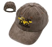 FCXVX ig Brother Excavator Cappellino Baseball, Cartoon Cappello Baseball Regolabile Dimensioni Bambini Protezione UV Berretto per Bambini Ragazzi e Ragazze 3-8 Years Old, Brown