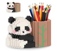 FCXVXCL Blocchi da Costruzione Panda Mini Mattoncini da Costruzione Portapenne Panda Regali Adatti per il Fai Da Te Astuccio Simpatico Design Oggetti Scrivania per Ufficio