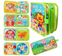 FCXVXCL Busy Board Montessori Libro Interattivo 1 Anno, Animali Quiet Book Sensoriale Educativo per Bambini, Pannello attività di Feltro Bambini, Giochi Montessori Didattici per Bambinis di 1-5 Anni