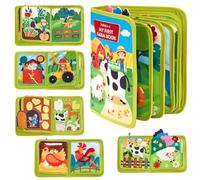 FCXVXCL Busy Board Montessori Libro Interattivo 1 Anno, Fattoria Animali Quiet Book Sensoriale Educativo per Bambini, Pannello attività di Feltro Bambini, Regalo per Bambinis da 1 a 5 Anni