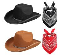 FCXVXCL Cappello Da Cowboy Per Adulti 4 Pezzi Sciarpa e Cappello In Stile Occidentale Con A Testa Di Toro Accessori Di Abbigliamento Cappelli Uomo E Donna Ideale Per Feste Occidentali