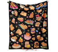 FCXVXCL Capybara Coperte Capybara Tema Coperta Morbida Coperta di Flanella Multifunzione Coperte Leggera Calda Decorazione Camera da Letto Regalo Per Adulti e Bambini 100×150cm