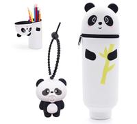 FCXVXCL Panda Astuccio Portapenne Allungabile, 2 in 1 in Astuccio Silicone Portamatite da Scrivania Astuccio Telescopico Astuccio Portapenne in Silicone Adatto Studenti da Utilizzare