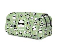 FCXVXCL Panda Astuccio Scuola, Panda Astucci Matite Astuccio Portapenne Grande Astucci di Capacità Doppio Cerniera Penne Custodia In Tela Cancelleria Organizer Pencil Case per Scuola e Ufficio(Verde)