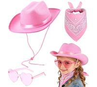 FCXVXCL Set Cappello Da Cowboy Per Bambini Accessori Per Costume Da Cowboy Occidentale Ragazze Decorazione Marrone Cappelli Cowgirl Sciarpa Occhiali Sole Ideale Per Feste