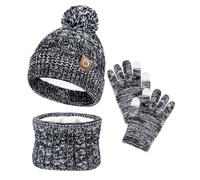 FCXVXCL Set Invernale Bambini 3 Pezzi Ragazze Cappello Sciarpa Guanti Set di Accessori Invernali Con Morbida Fodera di Berretto A Maglia,Scaldacollo E Guanto,Età 3-10 Anni6