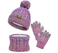 FCXVXCL Set Invernale Bambini 3 Pezzi Ragazze Cappello Sciarpa Guanti Set di Accessori Invernali Con Morbida Fodera di Berretto A Maglia, Scaldacollo E Guanto,Età 3-10 Anni
