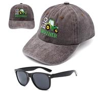 FCXVXCL Tractor Cappellino Baseball, 2pcs Cappello con Occhiali da Sole Bambino Cappello Baseball Regolabile Occhiali da Sole Bambini Protezione UV Berretto per Bambini 3-8 Years Old