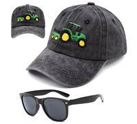 FCXVXCL Tractor Cappellino Baseball, 2pcs Cappello con Occhiali da Sole Bambino Cappello Baseball Regolabile Occhiali da Sole Bambini Protezione UV Berretto per Bambini 3-8 Years Old