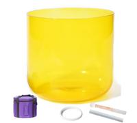 FCYADDQ Campana tibetana in Cristallo di Quarzo Chiaro con alchimia Gialla 440/432Hz, for la guarigione del Suono e la Meditazione, la Preghiera, la riduzione dello Stress,(B Note,7" 432hz+Bag)