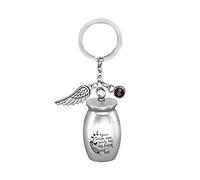 FCZDQ Portachiavi con urna in acciaio inox per ceneri umane, funerale, ricordo commemorativo Le tue ali erano pronte ma il mio cuore non era personalizzato