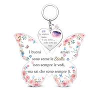 FCZIVA Amica 2 Pezzi Acrilico Targhe e Cartelli Decorativi Set Apprezzare Compleanno Regali Natale Amicizia Per Sempre Promemoria Ricordo Donne Buoni Amici Portachiavi Laurea Farfalla Segno Regalo