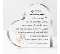 FCZIVA Migliore Amico Acrilico Placca Cuore Ornamenti Targhe e Cartelli Decorativi Laurea Uomini Regali Compleanno Scrivania Segni Amicizia Apprezzare Regalo Natale Distanza Addio Ricordi Gatto