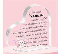 FCZIVA Ragazza Targhe e Cartelli Decorativi Placca Acrilica Cuore Ornamenti Romantico San Valentino Donne Regali Compleanno Scrivania Segno Fidanzata Fidanzamento Natale Anima Gemella Ricordi Carino
