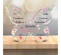 FCZIVA Sorella Targhe e Cartelli Decorativi Acrilico Placca Ornamenti Farfalla Donne Regali Compleanno Scrivania Segno Apprezzare Natale Laurea Impressionante Promemoria Ti Voglio Bene Ricordi Fiori