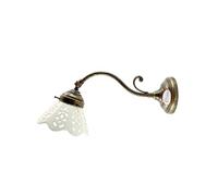 fd-bolletta arredamento e illuminazione applique da parete illuminazione interni,lampada ottone vintage,paralume ceramica bianco am42 Misure:Sporgenza 32cm,Ø vetro 13,5cm,Ø base 9,5cm