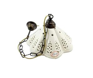 fd-bolletta arredamento e illuminazione Lampadario sospensione da soffitto per interno in ottone vintage,lampadari cucina con paralume ceramica bianco l1054 Misure:H 70cm,Ø paralume 31cm