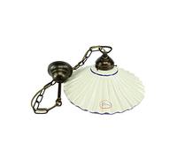 fd-bolletta arredamento e illuminazione Lampadario sospensione,lampada ottone da soffitto,paralume ceramica bordo blu,illuminazione per interni l1033 Misure:H 74cm,Ø piatto 29cm